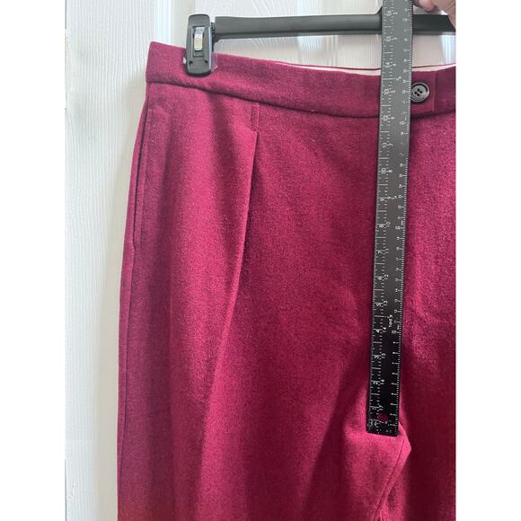 MNG Mango New Burgundy Wool Blend Size 14 Pant Long 34.5 Inch Inseam Office - Picture 10 of 14